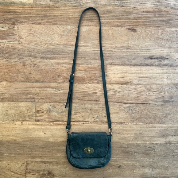 VINTAGE • ROOTS • Black Leather Crossbody Purse - Picture 1 of 8